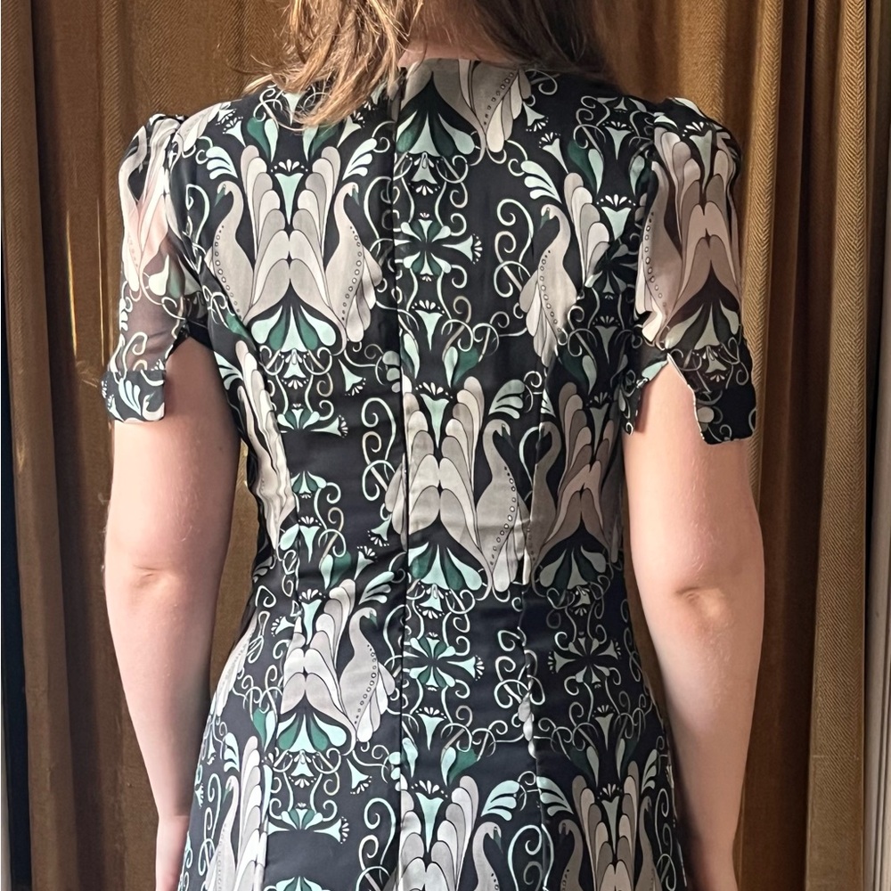 Voodoo Vixen Black and Green Art Deco Midi Dress - Picture 3 of 7